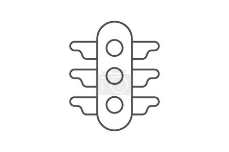 Ilustración de Semáforos, administración de intersecciones, icono de línea delgada, icono de contorno gris, icono perfecto de píxeles - Imagen libre de derechos