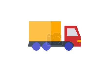 Illustration for Truck,Transportation, Heavy-duty, Cargo Carrier,  flat color icon, pixel perfect icon - Royalty Free Image