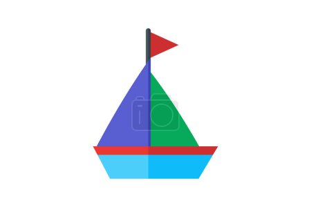 Illustration for Luxury Yacht, Private Charter,icon flat color icon, pixel perfect icon - Royalty Free Image