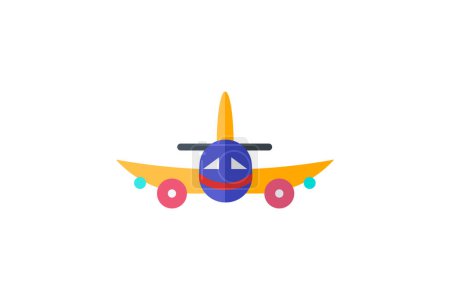 Illustration for Airplane , Aircraft, Aviation, Commercial Flight,  flat color icon, pixel perfect icon - Royalty Free Image