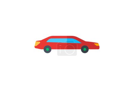 Illustration for Limousine, Luxury Transport, Prestige Rideicon flat color icon, pixel perfect icon - Royalty Free Image