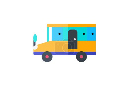 Illustration for Motorhome, Recreational Vehicle (RV), flat color icon, pixel perfect icon - Royalty Free Image