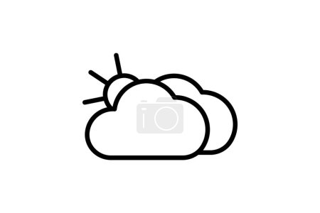 Ilustración de Cielo nublado, Cielo cubierto de nubes, Clima sombrío, Icono de línea, Icono de esquema, icono de vector, icono perfecto de píxel - Imagen libre de derechos
