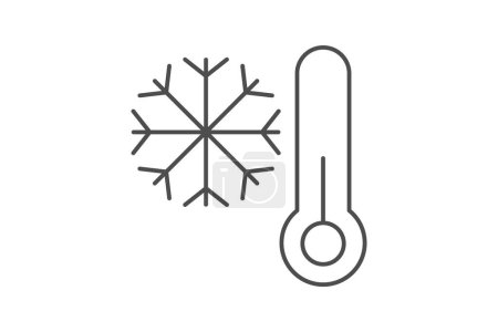 Illustration for Coldwave,Weather extremes, Coldwave impact  thin line icon, grey outline icon, pixel perfect icon - Royalty Free Image