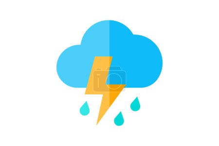 Illustration for Stormy Weather,Turbulent weather, Severe storms, flat color icon, pixel perfect icon - Royalty Free Image