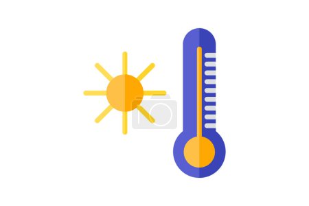 Ilustración de Calor extremo, condiciones de ola de calor, icono de color plano, icono de píxel perfecto - Imagen libre de derechos