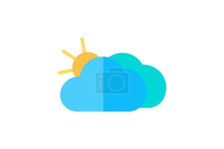 Ilustración de Cielo nublado, cielo cubierto de nubes, tiempo sombrío, icono de color plano, icono perfecto de píxeles - Imagen libre de derechos