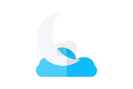 Ilustración de Noche, Búho nocturno, resplandor lunar, Crepúsculo horas icono de color plano, icono perfecto píxel - Imagen libre de derechos
