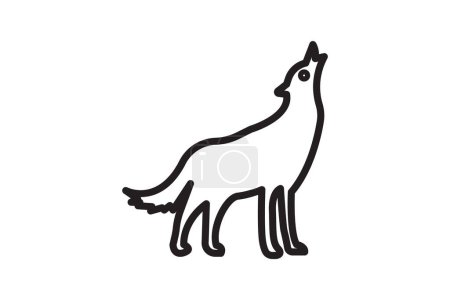 Illustration for Wolf, Canine, Predator, Wildlife,Line Icon, Outline icon, vector icon, pixel perfect icon - Royalty Free Image