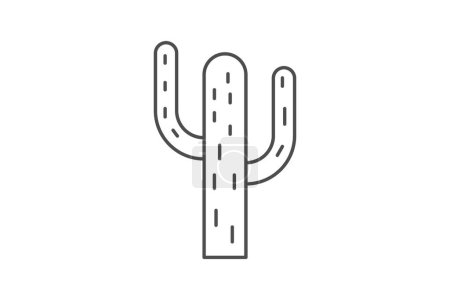Illustration for Cactus, Succulent, Desert Plant, thin line icon, grey outline icon, pixel perfect icon - Royalty Free Image