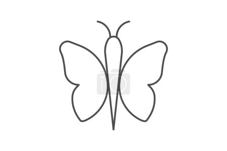 Ilustración de Mariposa, insectos, lepidópteros, icono de línea delgada, icono de contorno gris, icono de píxel perfecto - Imagen libre de derechos