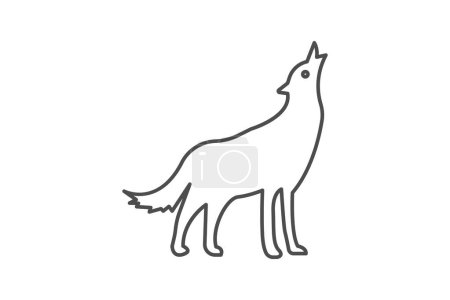 Illustration for Wolf, Canine, Predator, Wildlife, thin line icon, grey outline icon, pixel perfect icon - Royalty Free Image