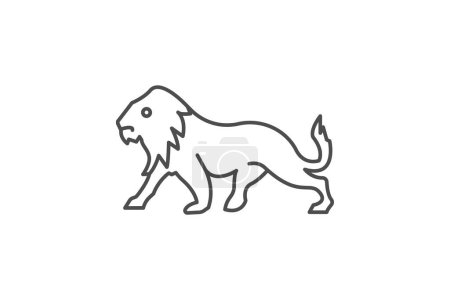 Illustration for Tiger, Big Cat, Wildlife, Predator, thin line icon, grey outline icon, pixel perfect icon - Royalty Free Image