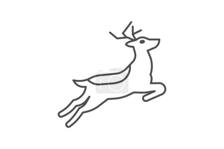 Ilustración de Ciervo, Vida silvestre, icono de línea delgada, icono de contorno gris, icono de píxel perfecto - Imagen libre de derechos