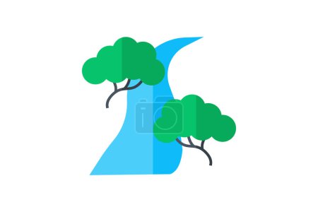 Ilustración de Camino del Bosque, Sendero para senderismo, Pasarela de la naturaleza, icono de color plano, icono perfecto de píxel - Imagen libre de derechos