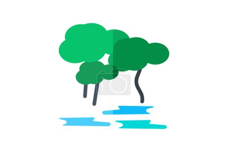 Ilustración de Selva tropical, Selva tropical, Biodiversidad Hotspot, icono de color plano, icono de píxel perfecto - Imagen libre de derechos