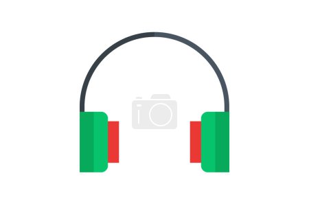 Ilustración de Auriculares, Audio, Música, Aislamiento de sonido, icono de color plano, icono de píxel perfecto - Imagen libre de derechos