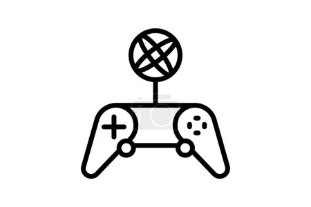 Illustration for Online gaming , Online Multiplayer, Digital Gathering, Virtual Competitions, Line Icon, Outline icon, vector icon, pixel perfect icon - Royalty Free Image