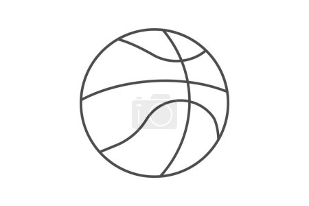Téléchargez les illustrations : Icône de ligne mince de basket-ball, icône de contour gris, icône parfaite de pixel - en licence libre de droit