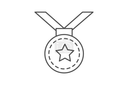 Illustration for Medal, Mark, Prestigious Medallion, Sign of Excellence thin line icon, grey outline icon, pixel perfect icon - Royalty Free Image