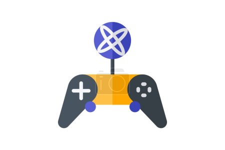 Illustration for Online gaming , Online Multiplayer, Digital Gathering, Virtual Competitions,  flat color icon, pixel perfect icon - Royalty Free Image