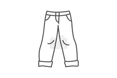 Ilustración de Jeans, Denim, Ropa, icono de línea delgada, icono de contorno gris, icono perfecto de píxel - Imagen libre de derechos