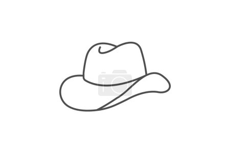 Ilustración de Sombrero, Headwear, Moda, icono de línea delgada, icono de contorno gris, icono perfecto de píxel - Imagen libre de derechos
