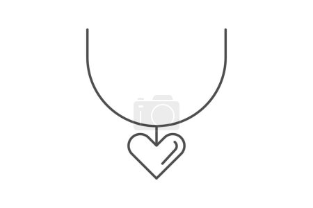 Illustration for Necklace, Jewelry,  thin line icon, grey outline icon, pixel perfect icon - Royalty Free Image
