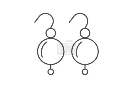 Illustration for Earrings, Jewelry,  thin line icon, grey outline icon, pixel perfect icon - Royalty Free Image