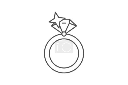 Illustration for Ring, Jewelry, thin line icon, grey outline icon, pixel perfect icon - Royalty Free Image
