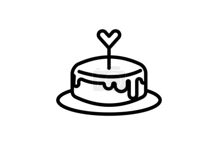 Illustration for Birthday Cake, Celebration Dessert, Line Icon, Outline icon, vector icon, pixel perfect icon - Royalty Free Image