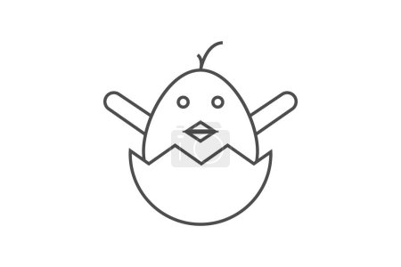 Illustration for Chicks, Baby Birds, Fledglings,  thin line icon, grey outline icon, pixel perfect icon - Royalty Free Image