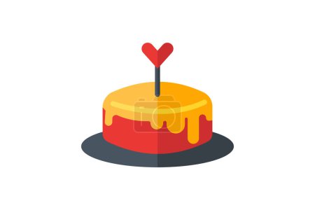 Illustration for Birthday Cake, Celebration Dessert,  flat color icon, pixel perfect icon - Royalty Free Image