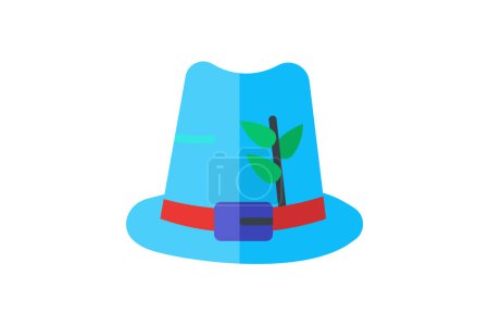 Téléchargez les illustrations : Chapeau de pèlerin, Thanksgiving Attire, icône de couleur plate, icône parfaite pixel - en licence libre de droit