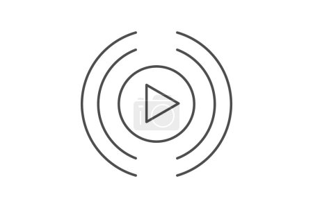 Illustration for Live Stream, Live Streaming, thin line icon, grey outline icon, pixel perfect icon - Royalty Free Image