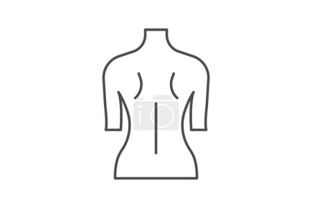 Ilustración de Cuerpo, Estructura física, icono de línea delgada, icono de contorno gris, icono de píxel perfecto - Imagen libre de derechos
