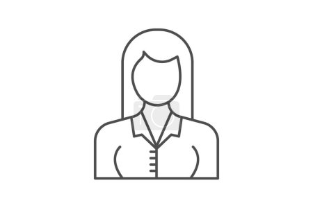 Illustration for Businesswoman, Entrepreneur, thin line icon, grey outline icon, pixel perfect icon - Royalty Free Image