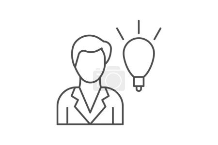 Téléchargez les illustrations : Entrepreneuriat, Entreprise, Démarrage, icône de ligne mince, icône de contour gris, icône parfaite pixel - en licence libre de droit