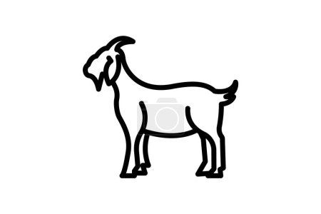 Illustration for Goat vector line icon, outline icon, pixel perfect icon - Royalty Free Image