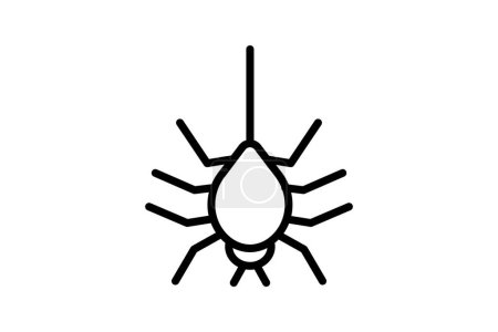 Téléchargez les illustrations : Icône de ligne vectorielle d'araignée, icône de contour, icône parfaite de pixel - en licence libre de droit