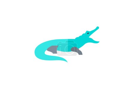 Téléchargez les illustrations : Icône vectorielle couleur plate alligator, icône parfaite pixel - en licence libre de droit