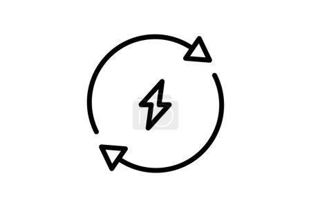 Ilustración de Icono de línea de energía hidroeléctrica renovable, icono de esquema, vector, icono perfecto de píxel - Imagen libre de derechos