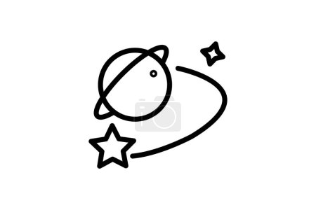 Ilustración de Icono de línea de exploración y descubrimiento de espacio, icono de contorno, vector, icono perfecto de píxel - Imagen libre de derechos