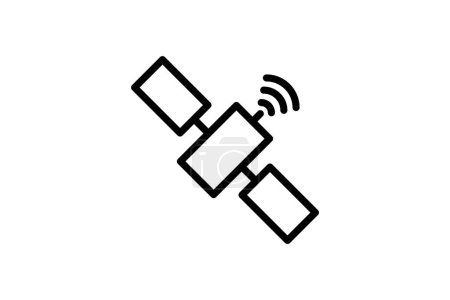 Ilustración de Icono de línea de comunicación y tecnología satelital, icono de esquema, vector, icono de píxel perfecto - Imagen libre de derechos