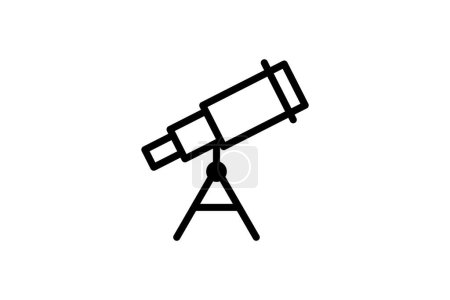 Ilustración de Icono de línea de telescopio y observación astronómica, icono de esquema, vector, icono perfecto de píxel - Imagen libre de derechos