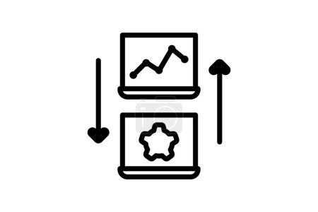 Ilustración de Transferencia de tecnología Icono de línea de proceso, icono de esquema, vector, icono de píxel perfecto - Imagen libre de derechos