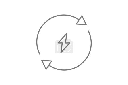 Ilustración de Icono de línea delgada gris de energía hidroeléctrica renovable, carrera 1px, icono de esquema, vector, icono perfecto de píxel - Imagen libre de derechos