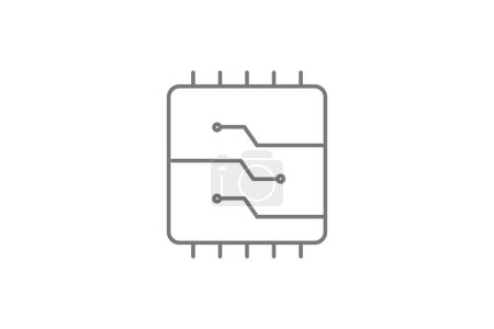 Ilustración de Microchip Technology and Computing grey thinline icon, 1px stroke,  outline icon, vector, pixel perfect icon - Imagen libre de derechos