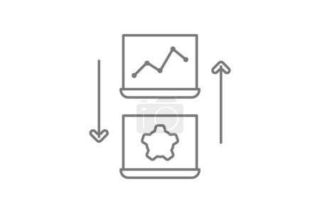 Ilustración de Tecnología Proceso de transferencia gris icono de línea delgada, 1px carrera, icono del esquema, vector, icono perfecto píxel - Imagen libre de derechos