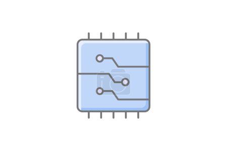 Ilustración de Microchip Tecnología y Computación impresionante icono de color lineal, icono de contorno de color, vector, icono perfecto píxel - Imagen libre de derechos